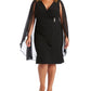 R & M Richards Women's Embellished Chiffon Cape Dress Black Size 22W