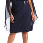 R & M Richards Women's Embellished Chiffon Cape Dress Blue Size 14W
