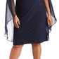 R & M Richards Women's Embellished Chiffon Cape Dress Blue Size 14W