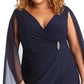 R & M Richards Women's Embellished Chiffon Cape Dress Blue Size 20W