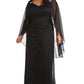R & M Richards Women's Empire Waist Cape Gown Blue Size 20W