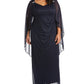R & M Richards Women's Empire Waist Cape Gown Blue Size 20W