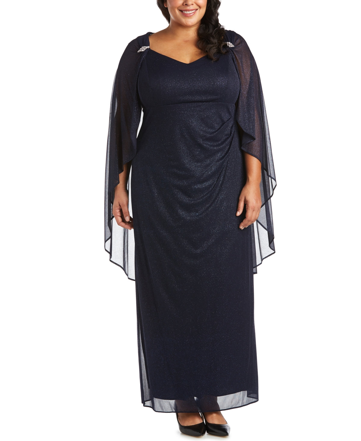 R & M Richards Women's Empire Waist Cape Gown Blue Size 20W