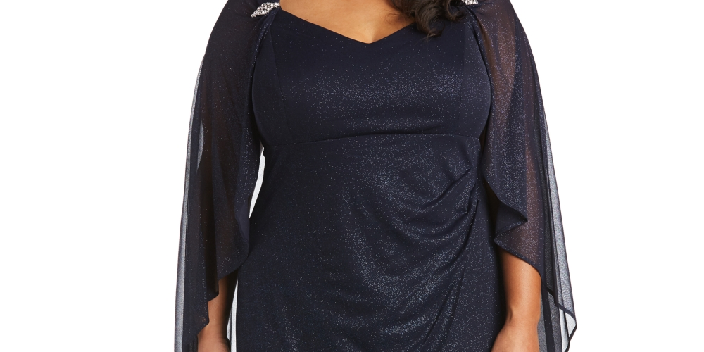 R & M Richards Women's Empire Waist Cape Gown Blue Size 20W