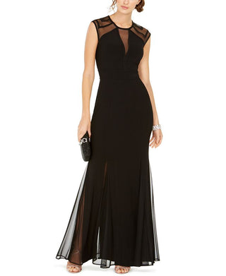 Nightway Women's Geo Illusion Gown Blue Size 8Petite