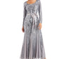 R & M Richards Women's Embellished Godet Gown Gray Size 16