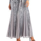 R & M Richards Women's Embellished Godet Gown Gray Size 16