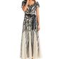 R & M Richards Women's Sequined Belted Dress Brown Size 8