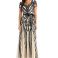 R & M Richards Women's Sequined Belted Dress Brown Size 10