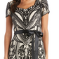 R & M Richards Women's Sequined Belted Dress Brown Size 14