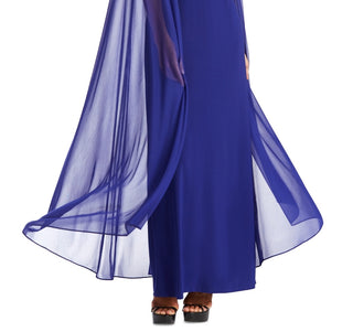 R & M Richards Women's Embellished Cape Dress Blue Size 14