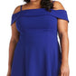 Morgan & Company Women's Cold Shoulder Mini Fit & Flare Dress Blue Size 14W
