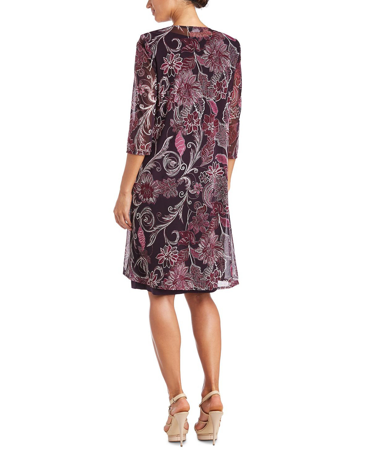 R & M Richards Women's Shift Printed Jacket Set Purple Size 22W