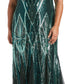 R & M Richards Women's Sequinned Beaded Long Dress Green Size 18W