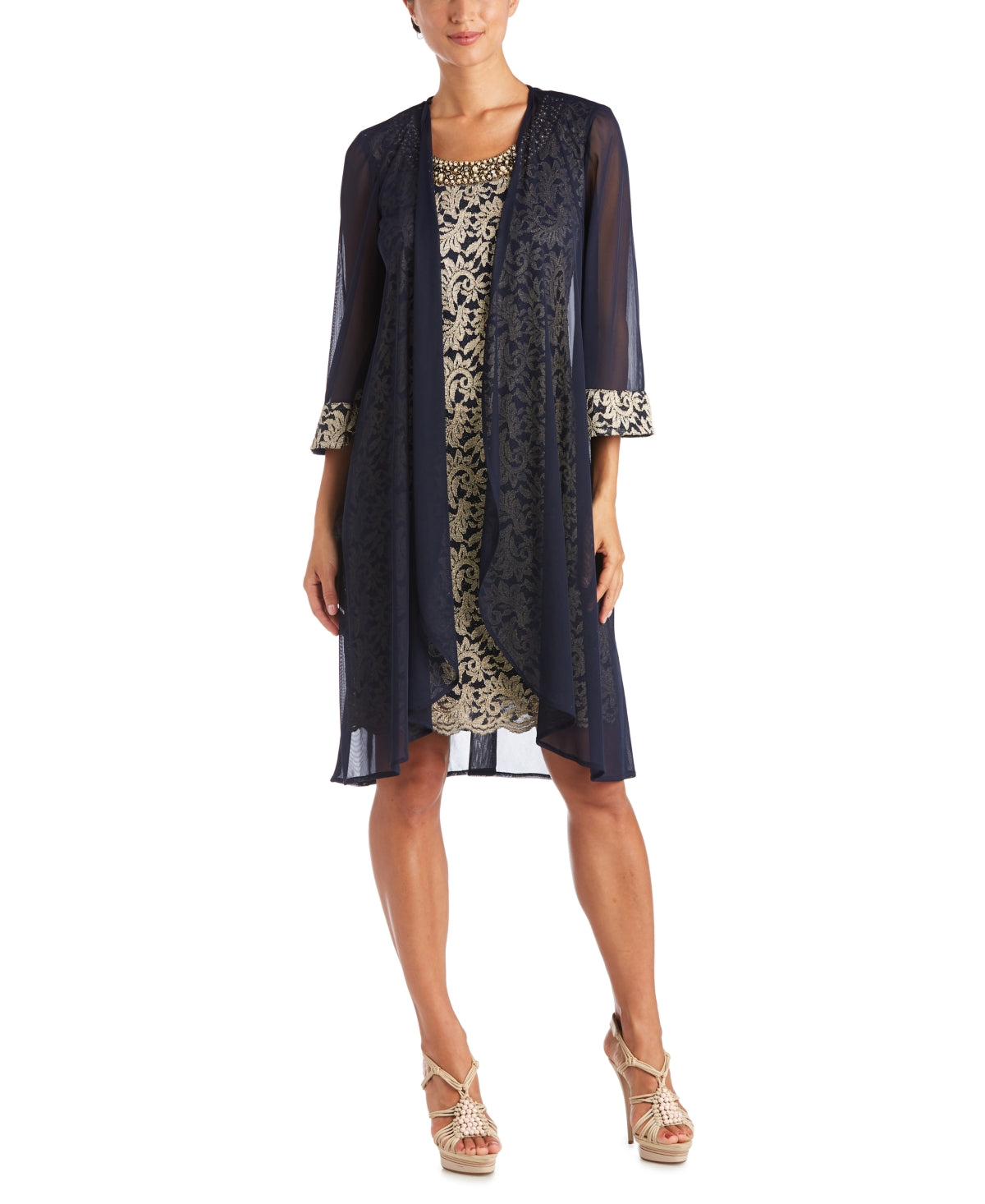 R & M Richards Women's Lace Dress & Jacket Blue Size 10