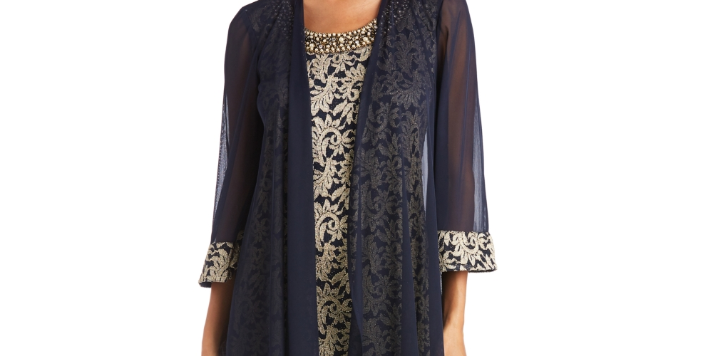 R & M Richards Women's Lace Dress & Jacket Blue Size 12