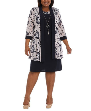 R & M Richards Women's Dress & Mesh Printed Jacket Purple Size 14W