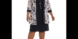 R & M Richards Women's Dress & Mesh Printed Jacket Purple Size 14W