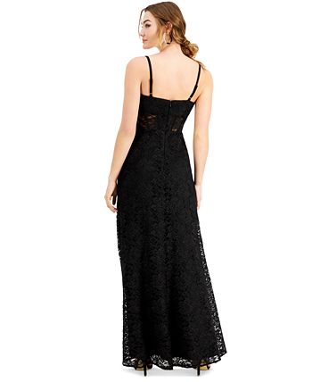 Morgan & Co. Women's Corset Lace Sleeveless Gown Black Size 13