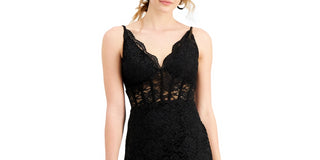 Morgan & Co. Women's Corset Lace Sleeveless Gown Black Size 15