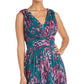 Nightway Women's Floral Print Pleated Gown Blue Size 6