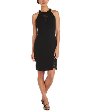 Nightway Women's Lace Inset Sheath Dress Black Size 4