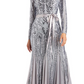 R & M Richards Women's Embellished Godet Gown Gray Size 18