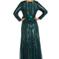 R & M Richards Women's Embellished Godet Gown Green Size 10