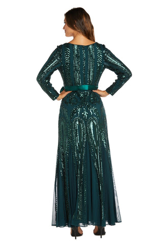 R & M Richards Women's Embellished Godet Gown Green Size 10