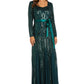 R & M Richards Women's Godet Maxi Evening Dress Green Size 16