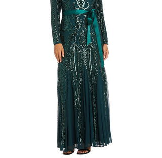 R & M Richards Women's Godet Maxi Evening Dress Green Size 16