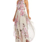R & M Richards Women's Petite Keyhole Halter Gown Brown Size 6Petite