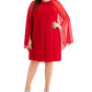R & M Richards Women's Chiffon Sleeve Rhinestone Neck Dress Red Size 20W