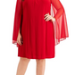R & M Richards Women's Chiffon Sleeve Rhinestone Neck Dress Red Size 20W