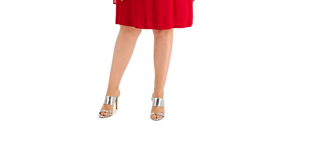 R & M Richards Women's Chiffon Sleeve Rhinestone Neck Dress Red Size 20W