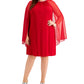 R & M Richards Women's Chiffon Sleeve Rhinestone Neck Dress Red Size 20W