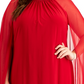 R & M Richards Women's Chiffon Sleeve Rhinestone Neck Dress Red Size 20W