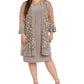 R & M Richards Women's Scoop Neck Dress & Floral Jacket Brown Size 16W