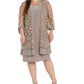 R & M Richards Women's Scoop Neck Dress & Floral Jacket Brown Size 16W
