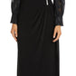 Nightway Women's Jacquard Faux Wrap Gown Black Size 4
