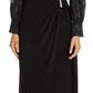 Nightway Women's Jacquard Faux Wrap Gown Black Size 4