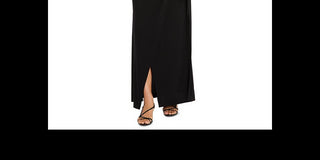 Nightway Women's Jacquard Faux Wrap Gown Black Size 8