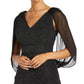 Nightway Women's Glitter Knit Capelet Dress Black Size 8