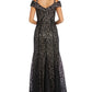 R & M Richards Women's Off The Shoulder Lace Gown Black Size 12