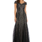 R & M Richards Women's Off The Shoulder Lace Gown Black Size 12