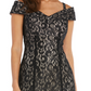 R & M Richards Women's Off The Shoulder Lace Gown Black Size 12