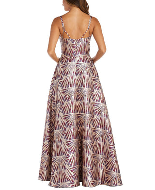 Nightway Women's Metallic Geo Print Gown Pink Size 4