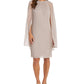 R & M Richards Women's Cape Overlay Sheath Dress Brown Size 12Petite