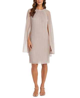 R & M Richards Women's Crinkled Metallic Cape Dress Brown Size 20W