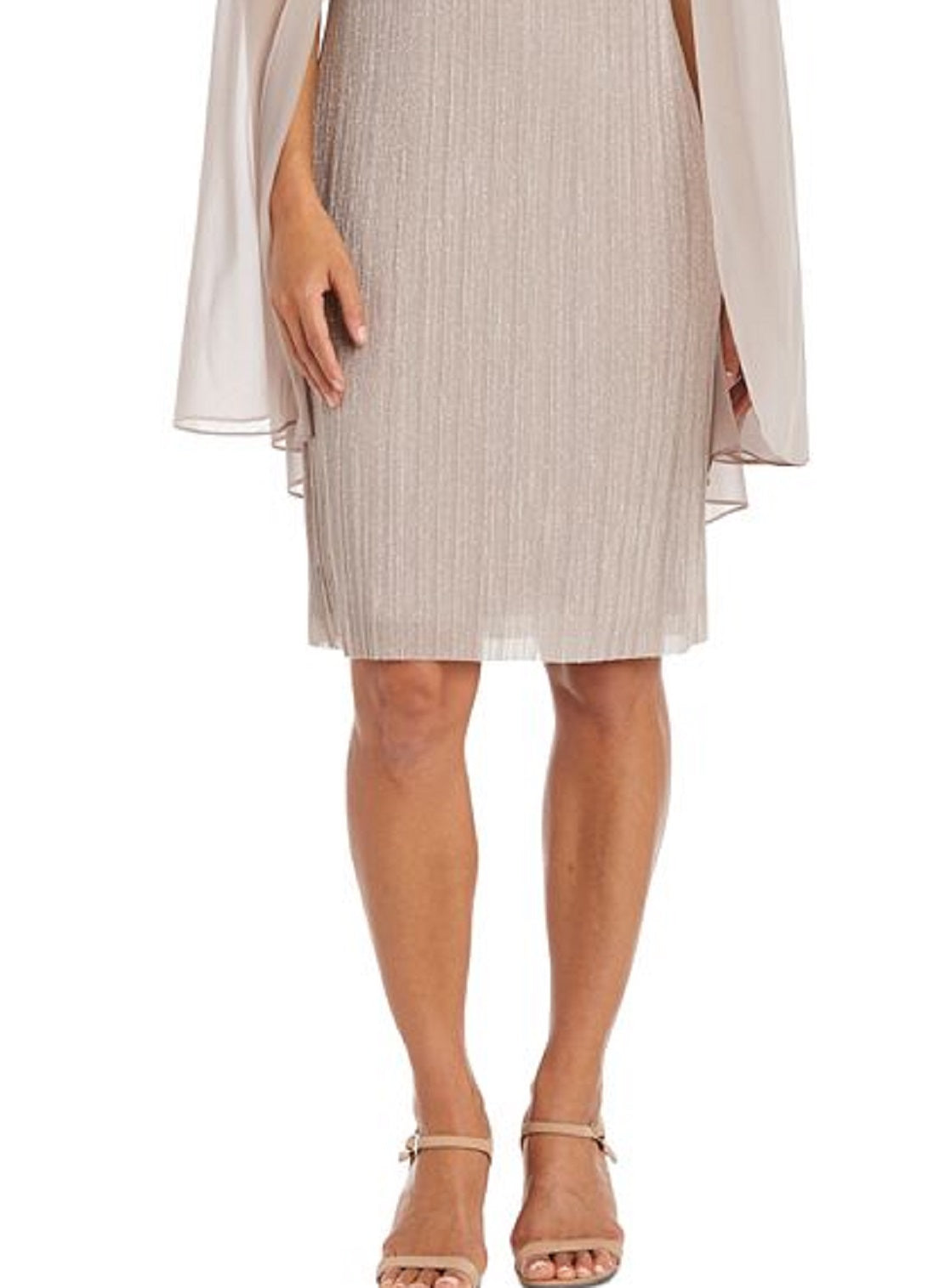 R & M Richards Women's Crinkled Metallic Cape Dress Brown Size 20W